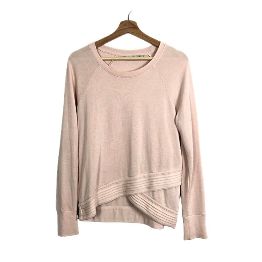 Athleta Serenity Pullover Sweatshirt Crewneck Criss Cross Blush Pink Sma…